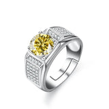 925 Sterling Silber Ring für Männer mit grünem Moissanite