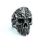 Schwarz-Silberner Teufelskopf-Ring aus Edelstahl steampunk Skull Ring