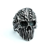 Schwarz-Silberner Teufelskopf-Ring aus Edelstahl steampunk Skull Ring