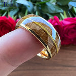 Herren-Tungsten-Carbide Ring mit Whiskeyfass-Eichenholz - Siegelring-shop