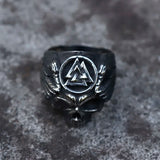 Herrenring Aus 316L Edelstahl Mit Einzigartigem Totenkopf-Design Und Valknut-Symbol - Siegelring-shop