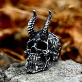 316L Edelstahl Dämonen-Totenkopf Ringe Gothic Punk - Siegelring-shop