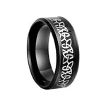 Viking Rune Ring Edelstahl Biker Ring mit eingelegtem Valknut-Muster in Schwarz