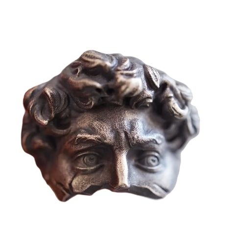 Retro artistic ring for men made of bronze with 3D motif