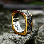 Herren Ring mit Gold- und Schwarzmuster Antik inspirierter ornamentaler Designring aus Edelstah