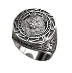 Siegelring aus 925 Sterling Silber mit Wolf-Totem und keltischem Muster - Siegelring-shop