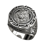 Siegelring aus 925 Sterling Silber mit Wolf-Totem und keltischem Muster - Siegelring-shop