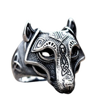 Herrenring aus 316L Edelstahl im Wikinger Wolf Design - Siegelring-shop