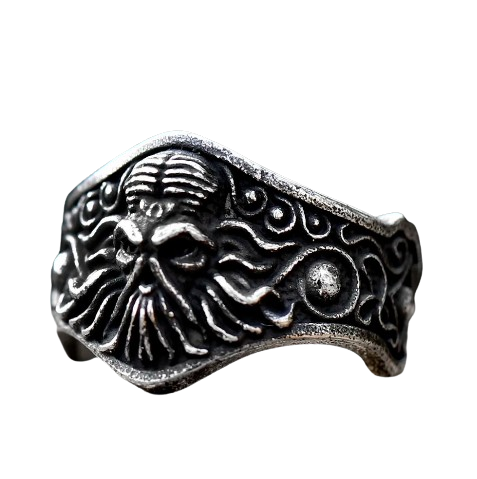 Herren-Siegelring mit Oktopus-Design in Vintage Silber-Optik - Siegelring-shop