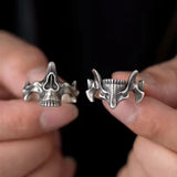 **H1: Vintage Gotischer Stahlring mit Totenschädel- und Tiermotiv, Fingerlinge aus Edelstahl für Männer**