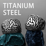 Titanstahl Ring mit keltischem Muster Emblem in Schwarz