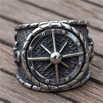 Kompass Ring Handgefertigter Silberring mit nautischem Anker-Emblem