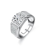 925 Sterling Silber Ring für Männer mit grünem Moissanite