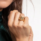 Pierścionek pozłacany "Kot Wiosna" z kolekcji "Nowy Fine" dla kobiet ze srebra próby 925