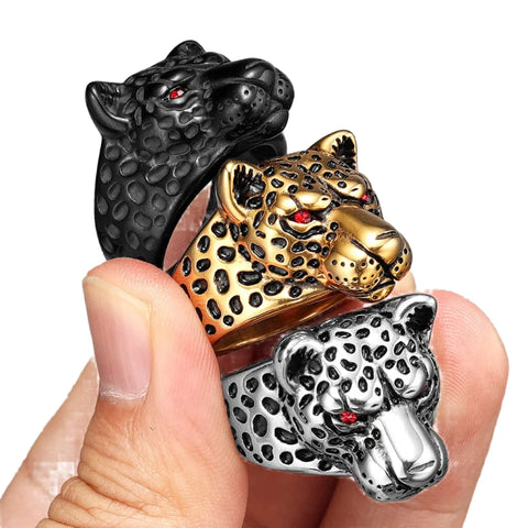 Herrenring mit Jaguar- und Leoparden-Design aus Edelstahl