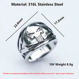 Men's 316L stainless steel rings Punisher skeleton mask