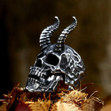 316L Edelstahl Dämonen-Totenkopf Ringe Gothic Punk - Siegelring-shop