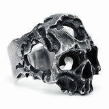 Herrenring aus 316L Edelstahl mit Totenkopf-Design in verwitterter Optik - Siegelring-shop