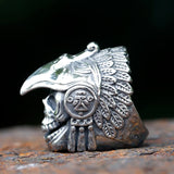 Männer-Ring mit Totenkopf-Design aus hochwertigem Edelstahl – Silberfarben, detailreiche Gravur und Kriegshelm-Emblem - Siegelring-shop