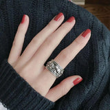 Retro Elefanten Breiter Ring für Männer aus Silber mit einzigartiger Gravur