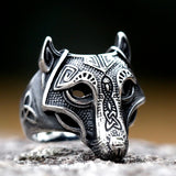 Herrenring aus 316L Edelstahl im Wikinger Wolf Design - Siegelring-shop