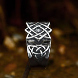 316L Edelstahl Ring mit slawischem Stern Knotendesign und Emblem