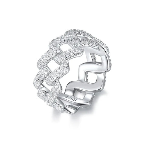Moissanite Cuban ring for men and women made of 925 sterling silver