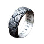 Norse Viking Amulett Ring aus Edelstahl mit gravierter Inschrift Schwarz/Silber