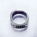 Ethno Ring aus 925 Sterling Silber mit geometrischem Design - Handgefertigter, bedeutungsvoller Schmuck für Männer