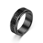 Edelstahl Herrenring mit Wikinger-Gravur und drehbarem Anti-Stress-Segment in Schwarz und Gold - Siegelring-shop