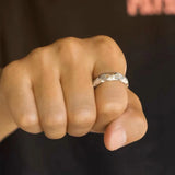 Men's rings with sun symbol adjustable made of silver and gold-colored