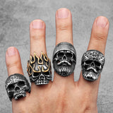 Pierścienie Hippie Skull Rider dla mężczyzn, ze stali nierdzewnej, damskie