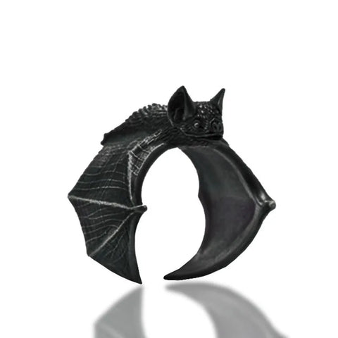 Herren-Fledermausring in Schwarz, Verstellbarer Gothic-Stil, Punk-Schmuck - Siegelring-shop