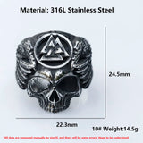 Herrenring Aus 316L Edelstahl Mit Einzigartigem Totenkopf-Design Und Valknut-Symbol - Siegelring-shop