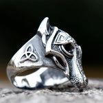 Herrenring aus 316L Edelstahl im Wikinger Wolf Design - Siegelring-shop