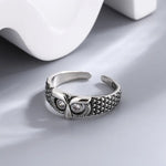 925 Sterling Silber Eulenring mit Zirkonia