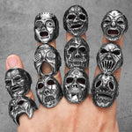 Men's stainless steel ring in rock star style with mask-shaped