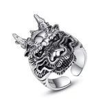 Drachenkopf-Signet-Ring aus Silber für Männer Maskuliner Stil - Siegelring-shop