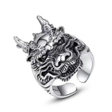 Drachenkopf-Signet-Ring aus Silber für Männer Maskuliner Stil - Siegelring-shop