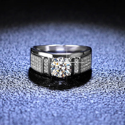 925 Sterling Silber Ring für Männer mit grünem Moissanite
