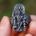 Herren Siegelring mit Baphomet-Motiv in Edelstahl Handgefertigter Stil - Siegelring-shop