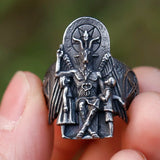 Herren Siegelring mit Baphomet-Motiv in Edelstahl Handgefertigter Stil - Siegelring-shop