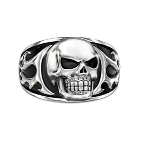 Totenkopf-siegelring Zink Farbe Silber "Fürchte Nichts" - Siegelring-shop