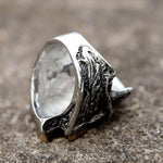 Edelstahl Ring mit Blitz-Stil und Skull-Design für Männer