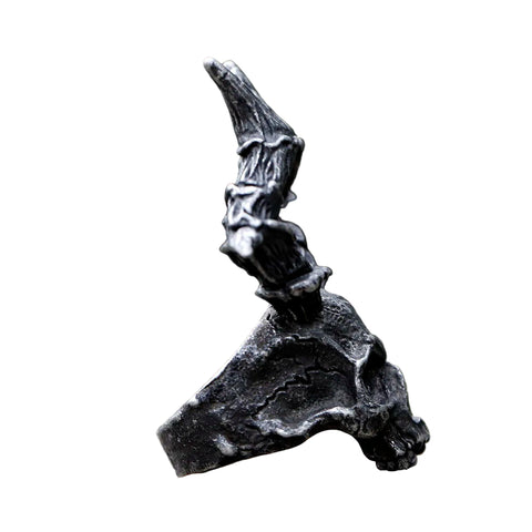 Edelstahl Skull Ring für Männer mit Hörnern Schwarz