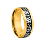 Viking Rune Ring Edelstahl Biker Ring mit eingelegtem Valknut-Muster in Schwarz