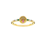 Golden ring with colorful palm tree emblem