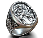 Herren Siegelring mit Jesus und Lamm Relief Echt 925 Sterling Silber - Siegelring-shop