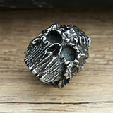Schwarz-Silberner Teufelskopf-Ring aus Edelstahl steampunk Skull Ring