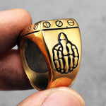 Men's ring with FTW lettering made of metal in silver look
